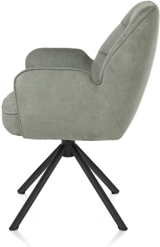 Henders & Hazel Bell armstoel - zwart frame recht - draaibaar - pocket - stof calabria - olijf Groen Armstoel