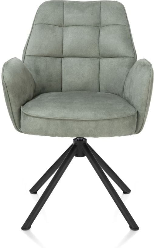 Henders & Hazel Bell armstoel - zwart frame recht - draaibaar - pocket - stof calabria - olijf Groen Armstoel