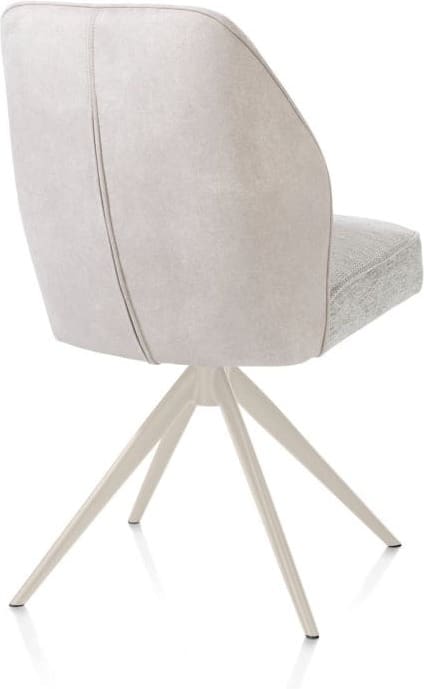 Henders & Hazel Bell eetkamerstoel - creme frame - draaibaar - relax - pocket - combi calabria/vada - kiezel Grijs|Wit Eetkamerstoel