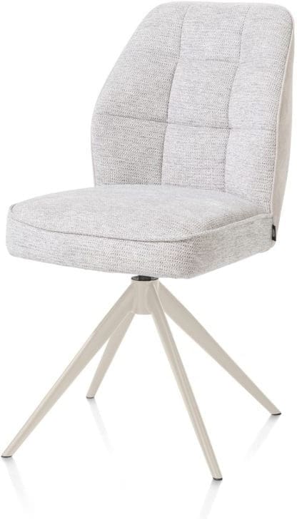 Henders & Hazel Bell eetkamerstoel - creme frame - draaibaar - relax - pocket - combi calabria/vada - kiezel Grijs|Wit Eetkamerstoel