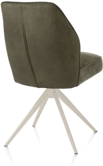 Henders & Hazel Bell eetkamerstoel - creme frame - draaibaar - relax - pocket - combi calabria/vada - mosgroen Eetkamerstoel
