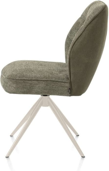 Henders & Hazel Bell eetkamerstoel - creme frame - draaibaar - relax - pocket - combi calabria/vada - mosgroen Eetkamerstoel