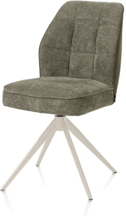 Henders & Hazel Bell eetkamerstoel - creme frame - draaibaar - relax - pocket - combi calabria/vada - mosgroen Eetkamerstoel