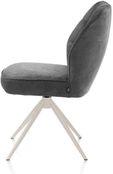 Henders & Hazel Bell eetkamerstoel - creme frame - draaibaar - relax - pocket - stof calabria Antraciet Eetkamerstoel