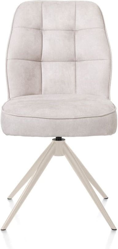Henders & Hazel Bell eetkamerstoel - creme frame - draaibaar - relax - pocket - stof calabria - kiezel Grijs|Wit Eetkamerstoel