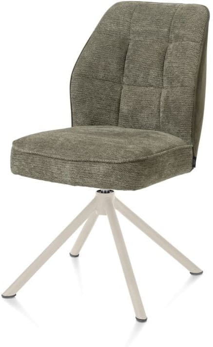 Henders & Hazel Bell eetkamerstoel - creme frame recht - draaibaar - pocket - combi calabria/vada - mosgroen Eetkamerstoel