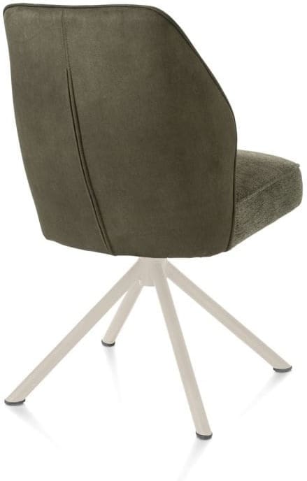 Henders & Hazel Bell eetkamerstoel - creme frame recht - draaibaar - pocket - combi calabria/vada - mosgroen Eetkamerstoel
