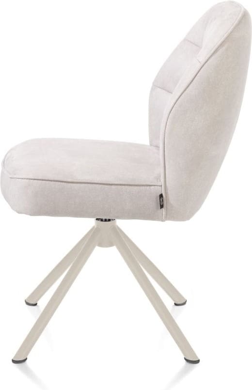 Henders & Hazel Bell eetkamerstoel - creme frame recht - draaibaar - pocket - stof calabria - kiezel Grijs|Wit Eetkamerstoel