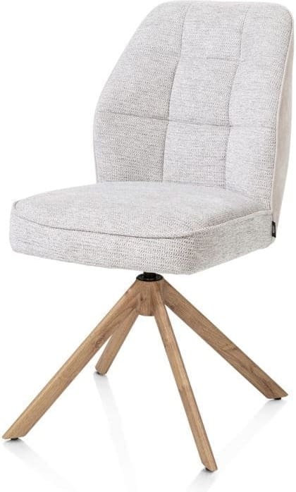 Henders & Hazel Bell eetkamerstoel - eikenprint frame - draaibaar - pocket - combi calabria/vada - kiezel Grijs|Wit Eetkamerstoel