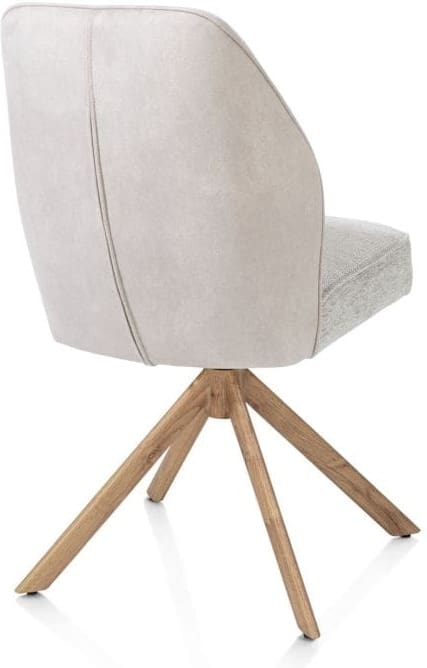 Henders & Hazel Bell eetkamerstoel - eikenprint frame - draaibaar - pocket - combi calabria/vada - kiezel Grijs|Wit Eetkamerstoel