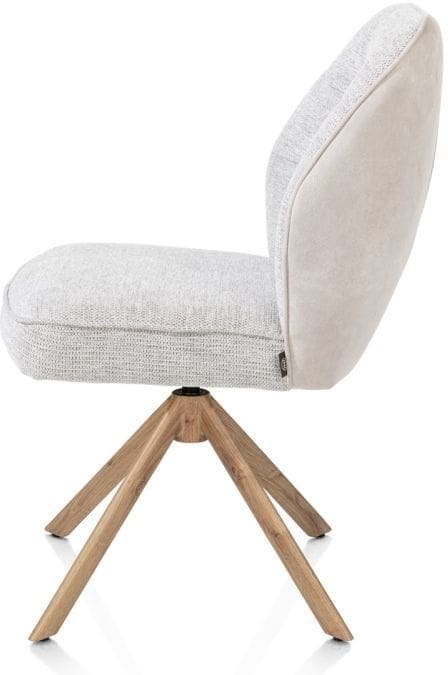 Henders & Hazel Bell eetkamerstoel - eikenprint frame - draaibaar - pocket - combi calabria/vada - kiezel Grijs|Wit Eetkamerstoel