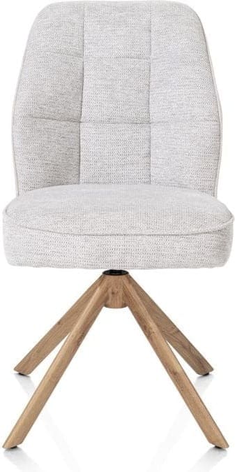 Henders & Hazel Bell eetkamerstoel - eikenprint frame - draaibaar - pocket - combi calabria/vada - kiezel Grijs|Wit Eetkamerstoel