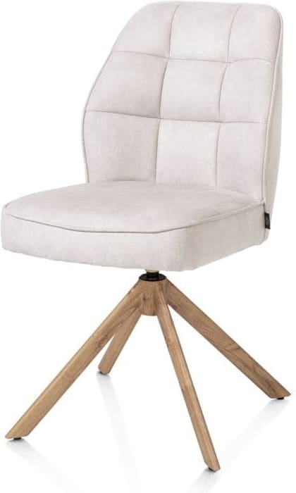 Henders & Hazel Bell eetkamerstoel - eikenprint frame - draaibaar - relax - pocket - stof calabria - kiezel Grijs|Wit Eetkamerstoel