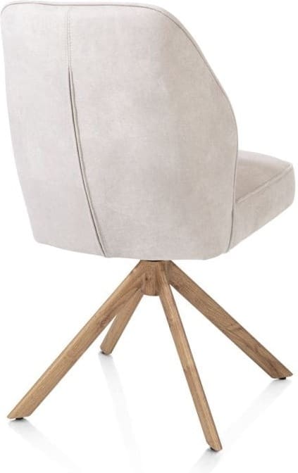 Henders & Hazel Bell eetkamerstoel - eikenprint frame - draaibaar - relax - pocket - stof calabria - kiezel Grijs|Wit Eetkamerstoel