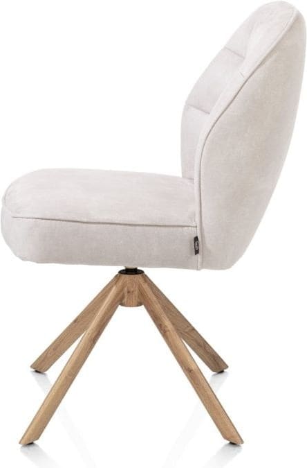 Henders & Hazel Bell eetkamerstoel - eikenprint frame - draaibaar - relax - pocket - stof calabria - kiezel Grijs|Wit Eetkamerstoel