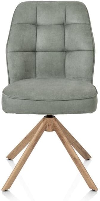 Henders & Hazel Bell eetkamerstoel - eikenprint frame - draaibaar - relax - pocket - stof calabria - olijf Groen Eetkamerstoel
