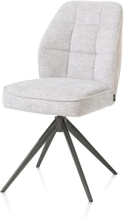 Henders & Hazel Bell eetkamerstoel - grafiet frame - draaibaar - relax - pocket - combi calabria/vada - kiezel Grijs|Wit Eetkamerstoel