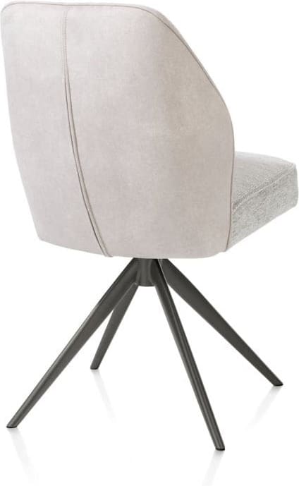 Henders & Hazel Bell eetkamerstoel - grafiet frame - draaibaar - relax - pocket - combi calabria/vada - kiezel Grijs|Wit Eetkamerstoel