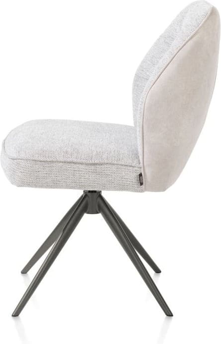 Henders & Hazel Bell eetkamerstoel - grafiet frame - draaibaar - relax - pocket - combi calabria/vada - kiezel Grijs|Wit Eetkamerstoel