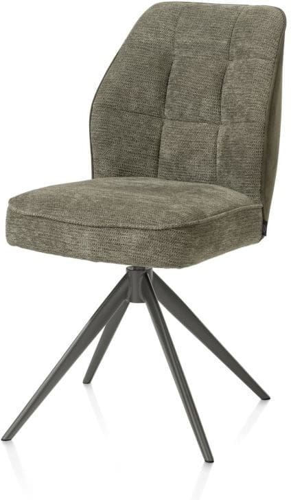 Henders & Hazel Bell eetkamerstoel - grafiet frame - draaibaar - relax - pocket - combi calabria/vada - mosgroen Eetkamerstoel