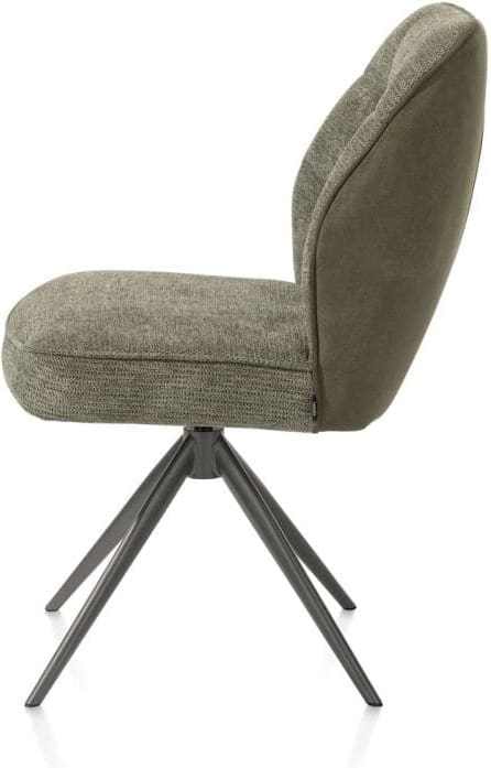Henders & Hazel Bell eetkamerstoel - grafiet frame - draaibaar - relax - pocket - combi calabria/vada - mosgroen Eetkamerstoel
