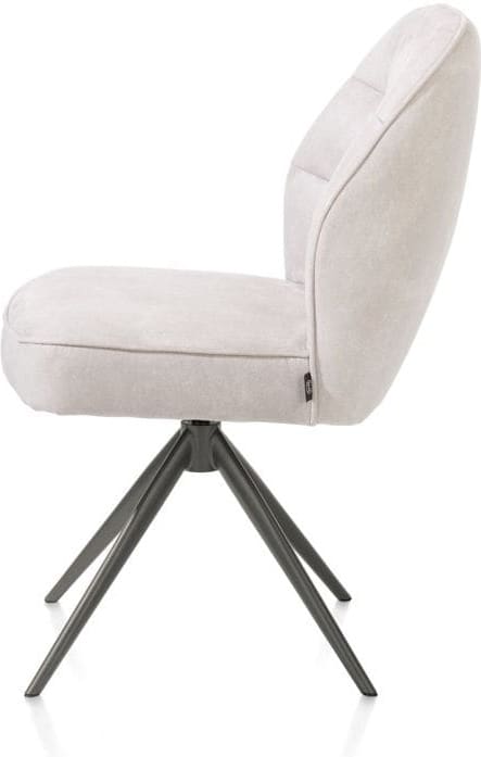Henders & Hazel Bell eetkamerstoel - grafiet frame - draaibaar - relax - pocket - stof calabria - kiezel Grijs|Wit Eetkamerstoel