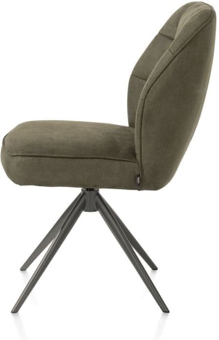 Henders & Hazel Bell eetkamerstoel - grafiet frame - draaibaar - relax - pocket - stof calabria - mosgroen Eetkamerstoel