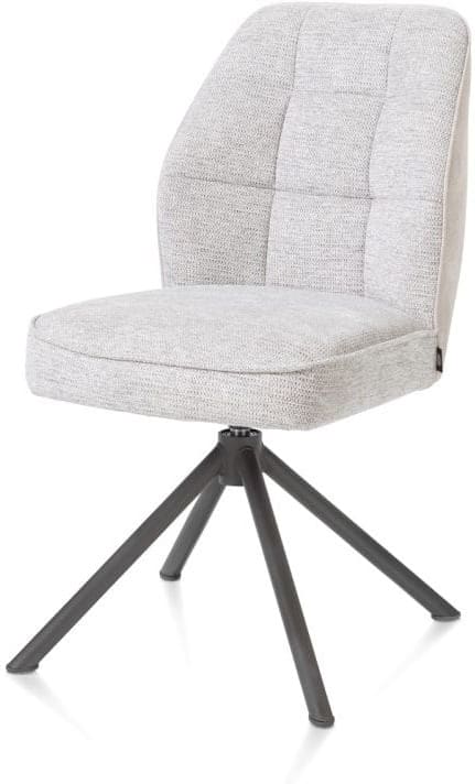 Henders & Hazel Bell eetkamerstoel - grafiet frame recht - draaibaar - pocket - combi calabria/vada - kiezel Grijs|Wit Eetkamerstoel