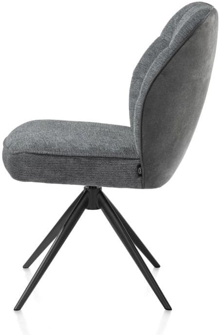 Henders & Hazel Bell eetkamerstoel - rough offblack frame - draaibaar - relax - pocket - combi calabria/va Antraciet Eetkamerstoel