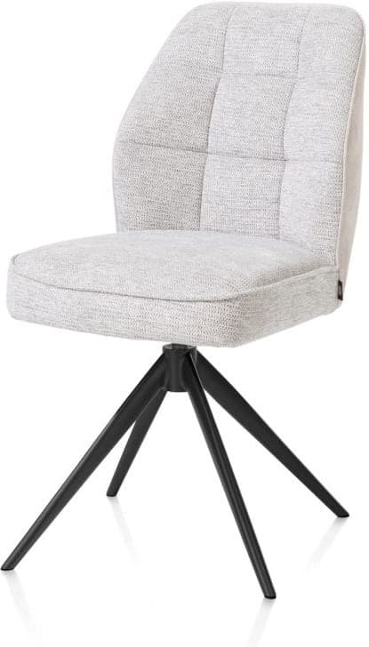 Henders & Hazel Bell eetkamerstoel - rough offblack frame - draaibaar - relax - pocket - combi calabria/va - kiezel Grijs|Wit Eetkamerstoel