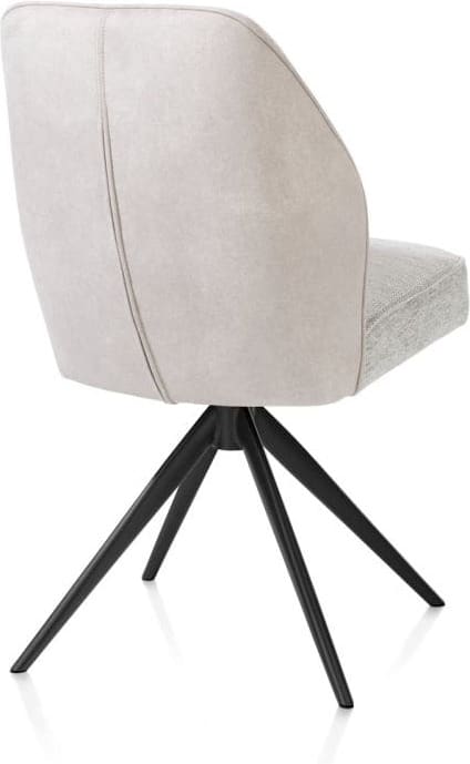Henders & Hazel Bell eetkamerstoel - rough offblack frame - draaibaar - relax - pocket - combi calabria/va - kiezel Grijs|Wit Eetkamerstoel