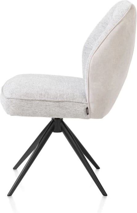 Henders & Hazel Bell eetkamerstoel - rough offblack frame - draaibaar - relax - pocket - combi calabria/va - kiezel Grijs|Wit Eetkamerstoel