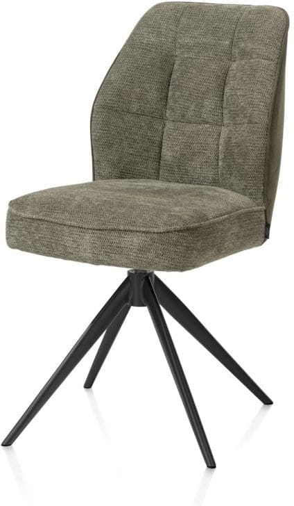 Henders & Hazel Bell eetkamerstoel - rough offblack frame - draaibaar - relax - pocket - combi calabria/va - mosgroen Eetkamerstoel
