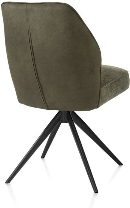 Henders & Hazel Bell eetkamerstoel - rough offblack frame - draaibaar - relax - pocket - combi calabria/va - mosgroen Eetkamerstoel