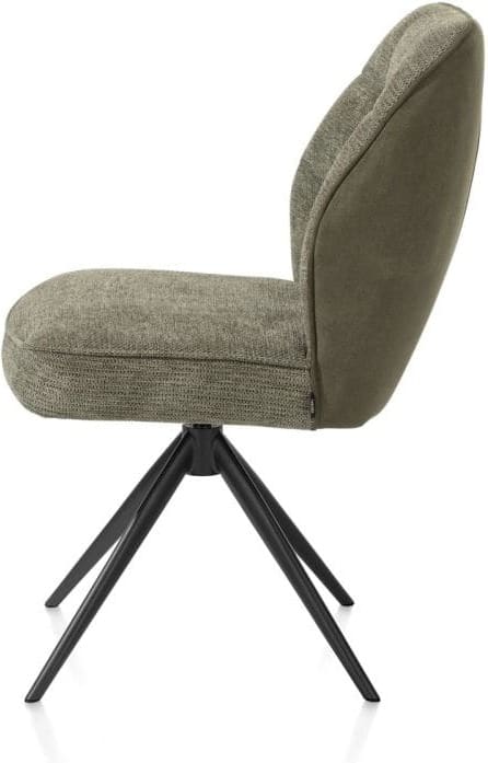 Henders & Hazel Bell eetkamerstoel - rough offblack frame - draaibaar - relax - pocket - combi calabria/va - mosgroen Eetkamerstoel