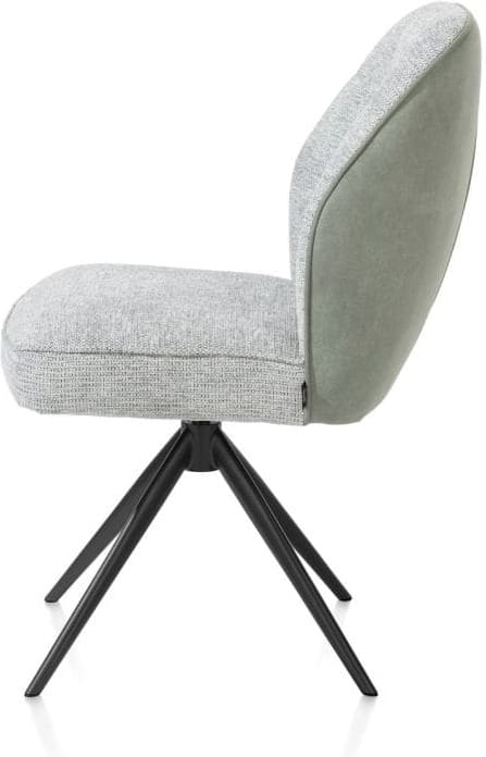 Henders & Hazel Bell eetkamerstoel - rough offblack frame - draaibaar - relax - pocket - combi calabria/va - olijf Groen Eetkamerstoel