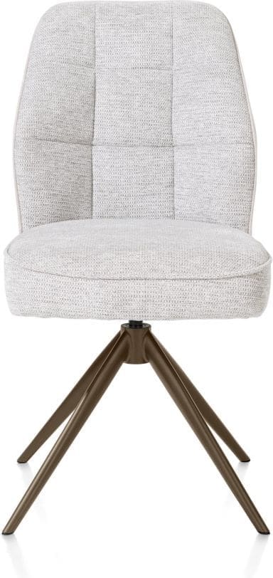 Henders & Hazel Bell eetkamerstoel - steelbrown frame - draaibaar - relax - pocket - combi calabria/vada - kiezel Grijs|Wit Eetkamerstoel