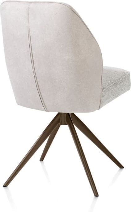 Henders & Hazel Bell eetkamerstoel - steelbrown frame - draaibaar - relax - pocket - combi calabria/vada - kiezel Grijs|Wit Eetkamerstoel