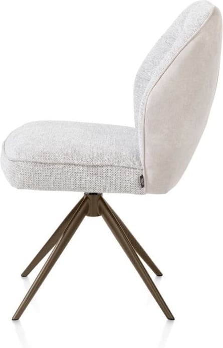 Henders & Hazel Bell eetkamerstoel - steelbrown frame - draaibaar - relax - pocket - combi calabria/vada - kiezel Grijs|Wit Eetkamerstoel