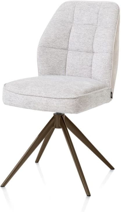 Henders & Hazel Bell eetkamerstoel - steelbrown frame - draaibaar - relax - pocket - combi calabria/vada - kiezel Grijs|Wit Eetkamerstoel