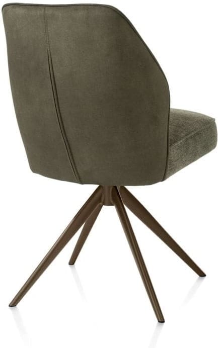 Henders & Hazel Bell eetkamerstoel - steelbrown frame - draaibaar - relax - pocket - combi calabria/vada - mosgroen Eetkamerstoel