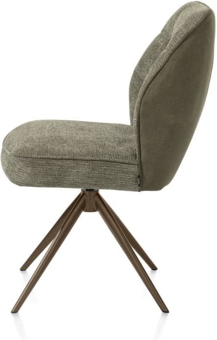 Henders & Hazel Bell eetkamerstoel - steelbrown frame - draaibaar - relax - pocket - combi calabria/vada - mosgroen Eetkamerstoel