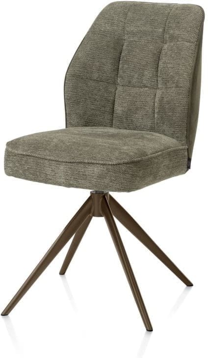 Henders & Hazel Bell eetkamerstoel - steelbrown frame - draaibaar - relax - pocket - combi calabria/vada - mosgroen Eetkamerstoel