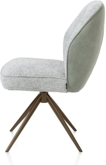 Henders & Hazel Bell eetkamerstoel - steelbrown frame - draaibaar - relax - pocket - combi calabria/vada - olijf Groen Eetkamerstoel