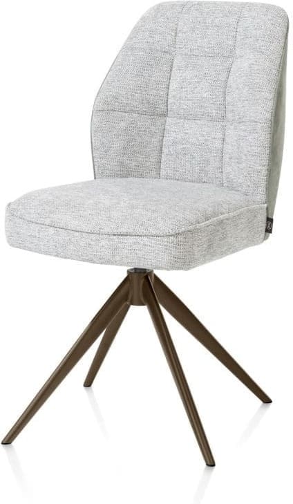 Henders & Hazel Bell eetkamerstoel - steelbrown frame - draaibaar - relax - pocket - combi calabria/vada - olijf Groen Eetkamerstoel