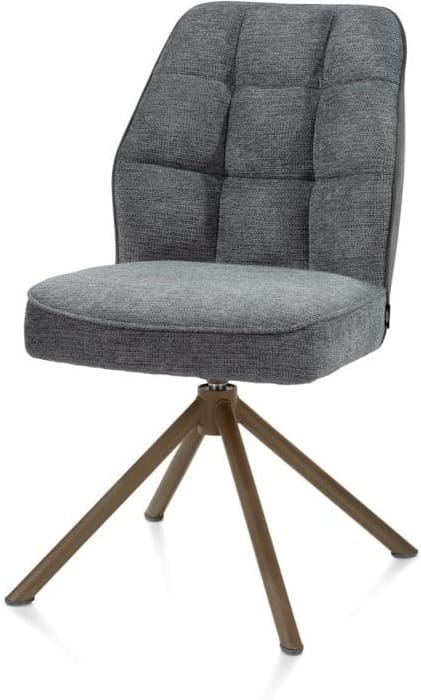 Henders & Hazel Bell eetkamerstoel - steelbrown frame recht - draaibaar - pocket - combi calabria/vada Antraciet Eetkamerstoel