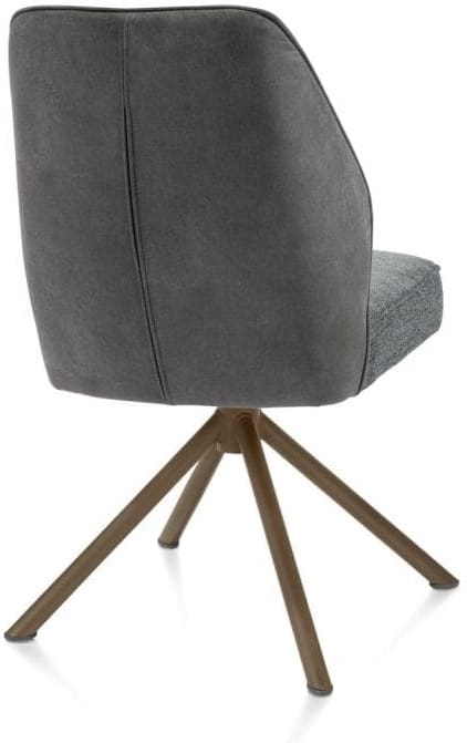 Henders & Hazel Bell eetkamerstoel - steelbrown frame recht - draaibaar - pocket - combi calabria/vada Antraciet Eetkamerstoel