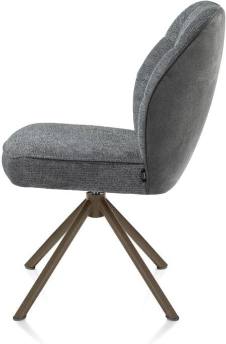 Henders & Hazel Bell eetkamerstoel - steelbrown frame recht - draaibaar - pocket - combi calabria/vada Antraciet Eetkamerstoel