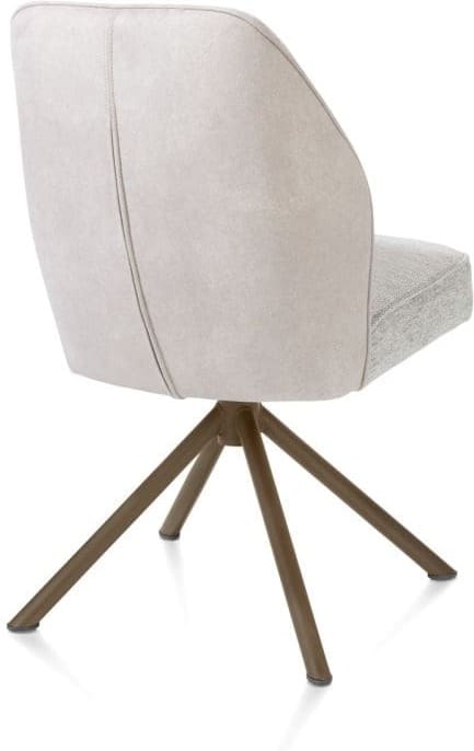 Henders & Hazel Bell eetkamerstoel - steelbrown frame recht - draaibaar - pocket - combi calabria/vada - kiezel Grijs|Wit Eetkamerstoel