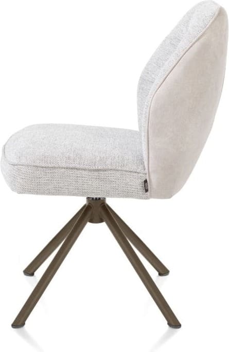Henders & Hazel Bell eetkamerstoel - steelbrown frame recht - draaibaar - pocket - combi calabria/vada - kiezel Grijs|Wit Eetkamerstoel